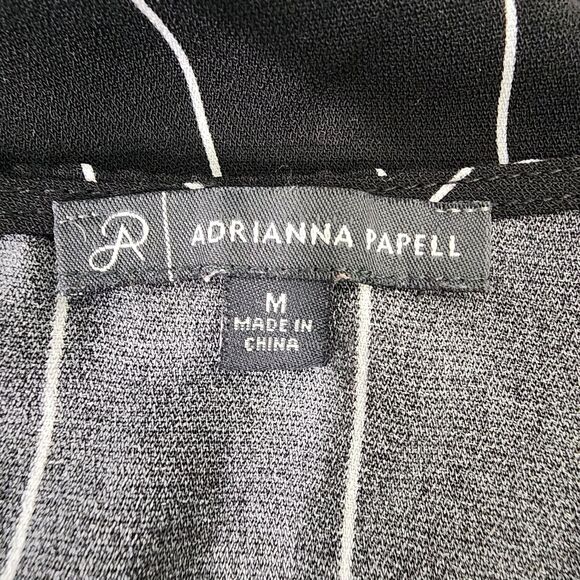 Adrianna Papell Womens Top Medium Black White Plaid Bell Sleeve Keyhole Relaxed - Picture 9 of 11